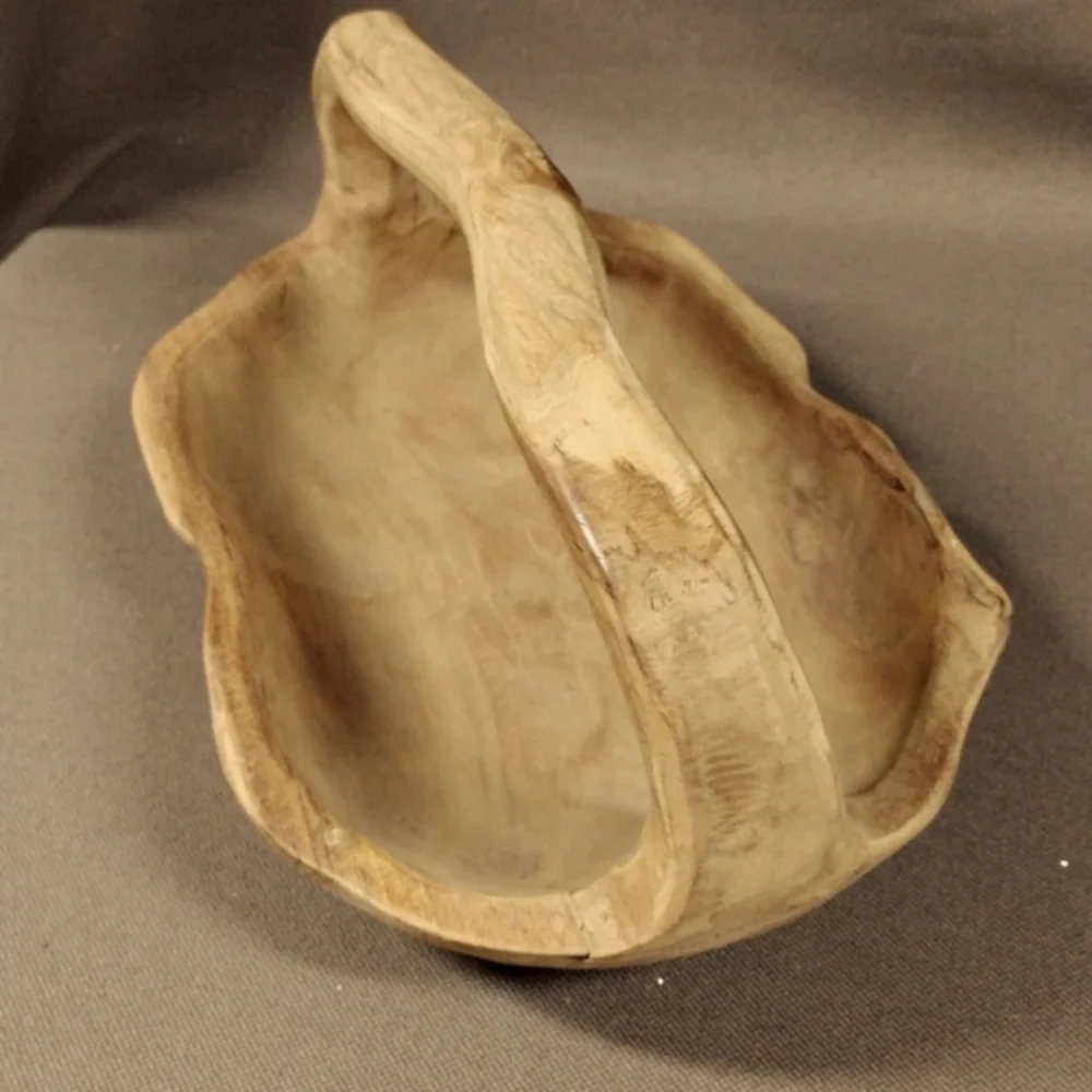 Rustic carved teak tray/basket